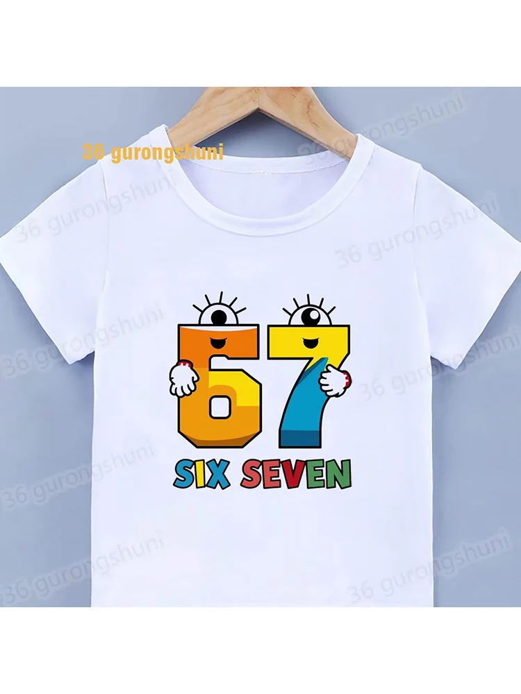 Kids Building Block Monster 67 Graphic T-Shirt, Soft Cotton, Game Wear for Boys & Girlstk0153