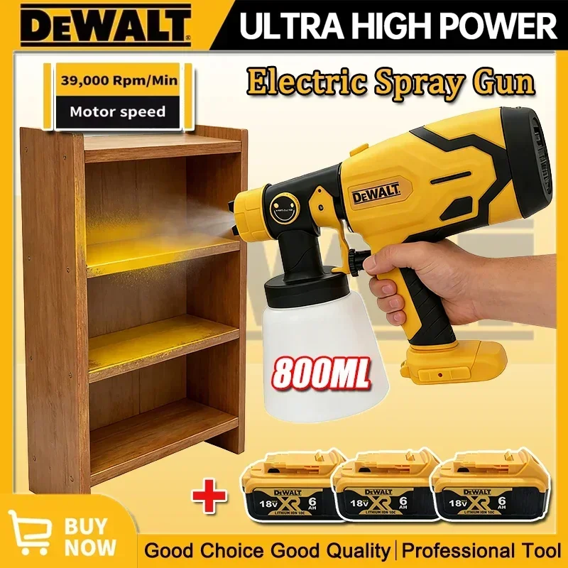 DEWALT Cordless Paint Spray Gun,800ML,High Power for Auto,Furniture Steel Coating Electric Airbrush Tool for 18/20V Battery