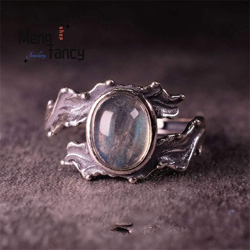 

High - Grade New Long Grey Moonstone Style Crystal Ring Is Niche Fashion Jewelry Best Selling Handicraft Exquisite Elegant Popul
