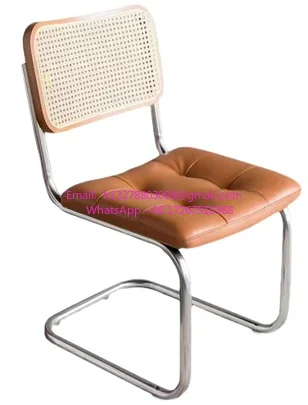 

Rattan Solid Wood Dining Chair Back Chair Stainless Steel