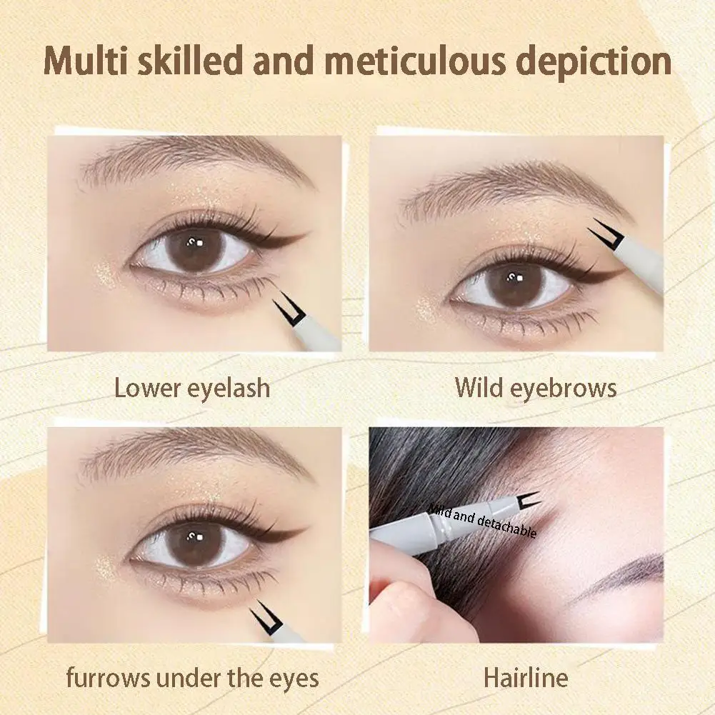 Penna per sopracciglia impermeabile Ultra sottile da 0.01mm doppia punta trucco liquido ciglia matita per la fioritura inferiore Eyeliner non resistente al sudore B7k0