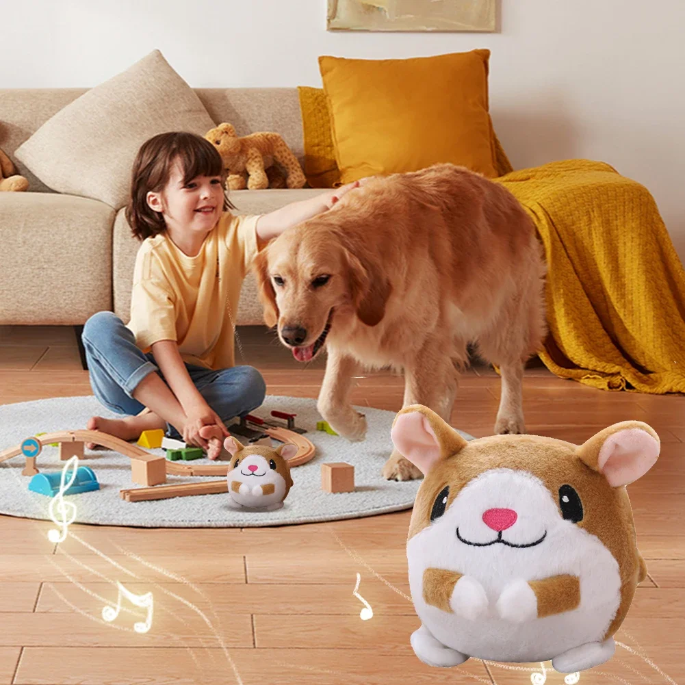 Plush Automatic Bouncing Toys Bite Resistant Funny Interactive Squeaky Toys Self-Moving Chewable for Small Medium Dogs