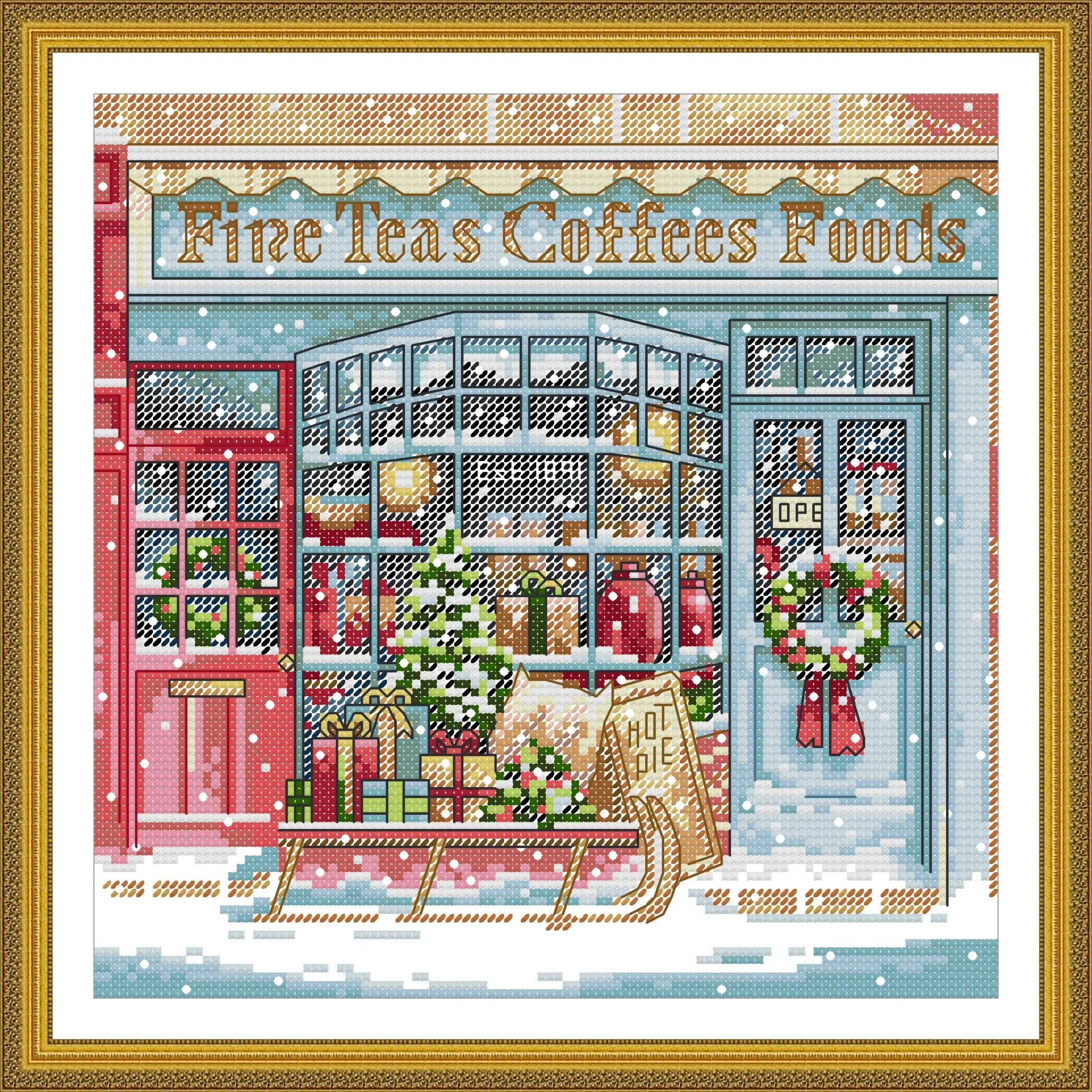 Joy Sunday Kit punto croce prestampato Easy Pattern Aida Set ricamo in tessuto stampato-Christmas Café