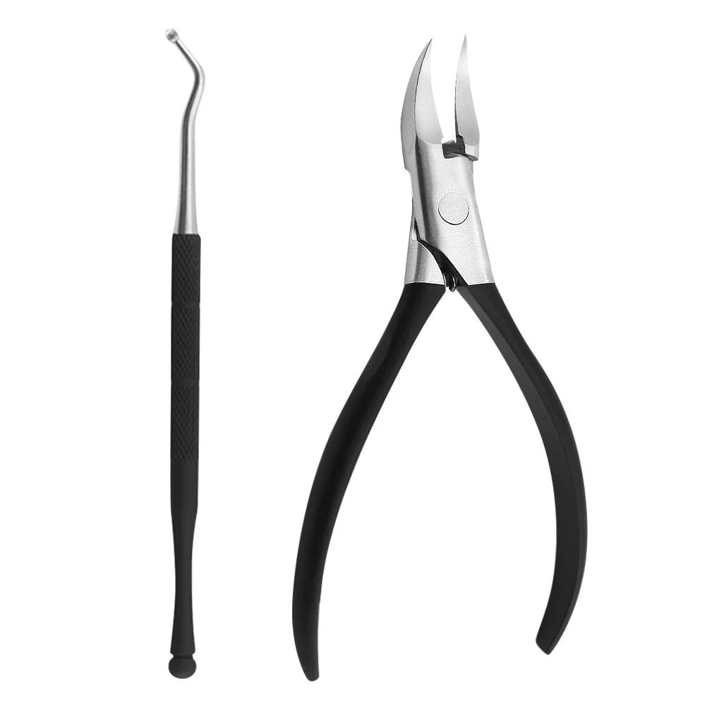 2 قطعة الفولاذ المقاوم للصدأ مسمار كليبرز مجموعة دائم حاد أظافر أظافر القاطع مريح مقبض طويل المحمولة مجموعة أدوات مانيكير ل