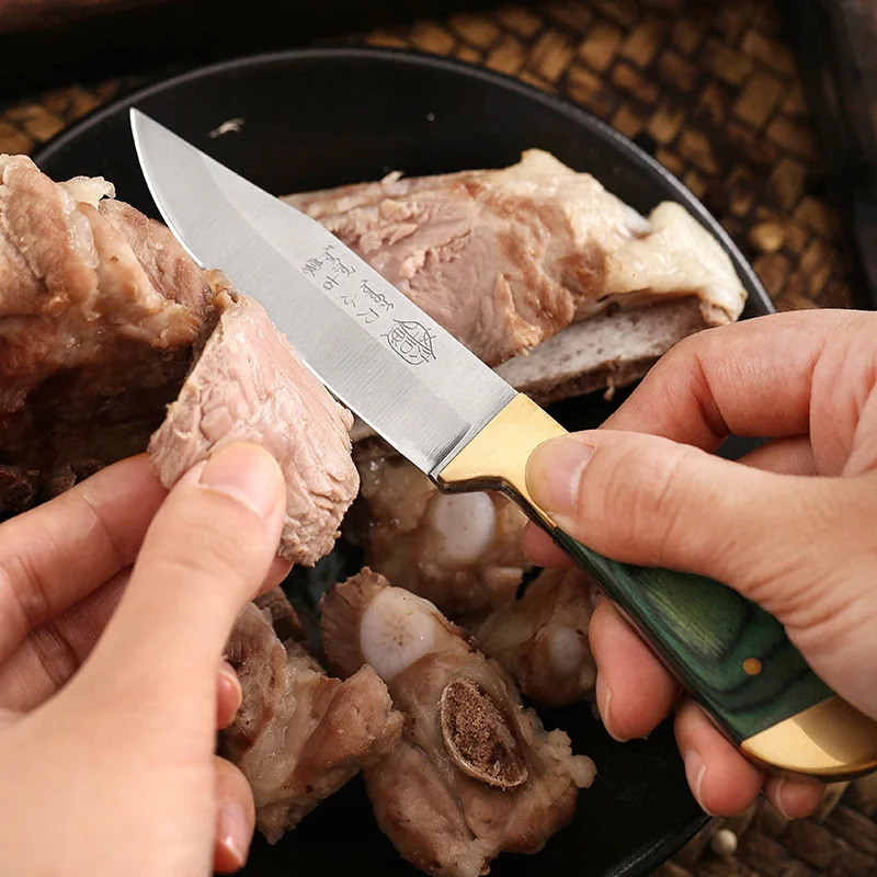 Cuchillo de cocina con mango para fruta, utensilio para deshuesar carne, barbacoa, camping al aire libre, carne y cordero