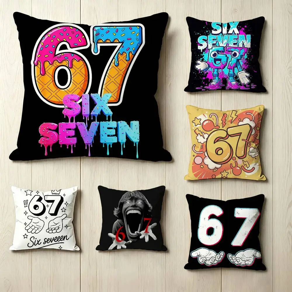 Fashion 6 7 S-Six Seven Square Double-Sided printed Pillow Case Bedroom Bedside Pillow Sofa Cushion Cover