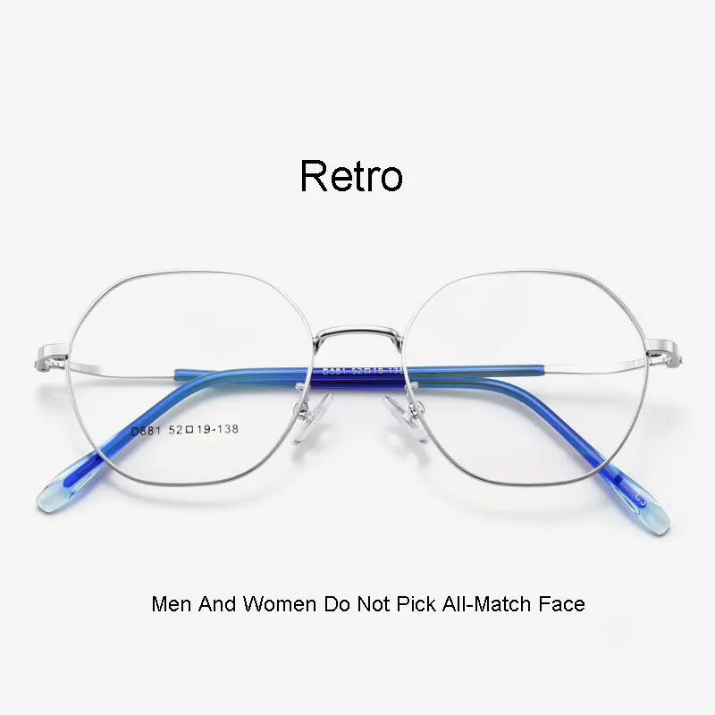 

Alloy Frame Glasses Retra Art Eyewear Full Rim Spectacles with Spring Hinges Men And Women Style Anti-Blue Ray