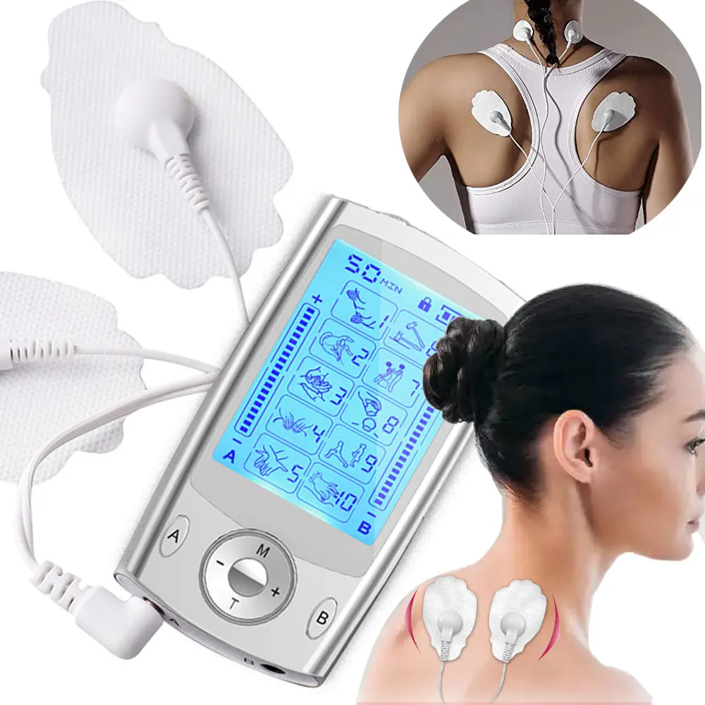 TENS UNIT EMS Muscle Stimulator 20 Intensity Relief Pain Reaxing Body Electronic Pulse Massager Tens Machine Electrode Pads