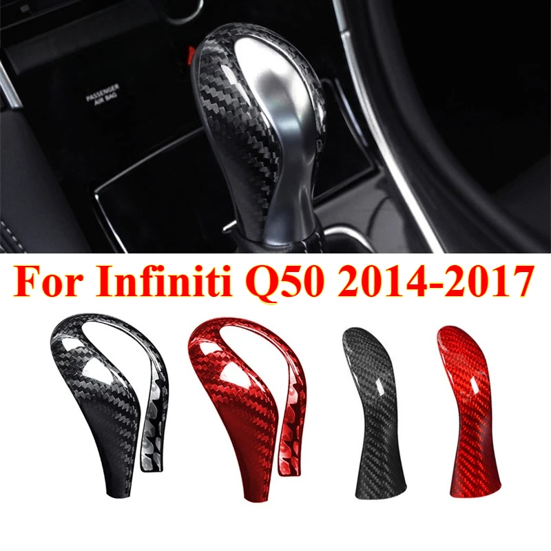 

1/2PCS Gear Handle Sticker Carbon Fiber Car Interior Gear Shift Knob Cover ForInfiniti Q50 2014-2017，Car Interior Accessories