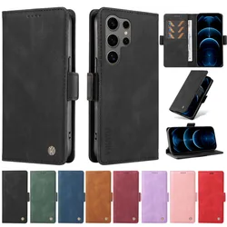 S25 Wallet Phone Shell Leather Case on For Samsung Galaxy S25 Ultra S24+ S23 FE S22 Plus 5G S 25 S25Ultra Magnetic Cover Cases