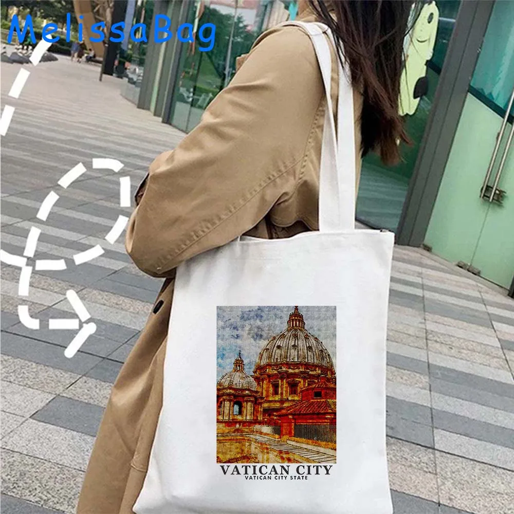 Amsterdam New York Munich Florence Rome Budapest Santorini Vatican Venice Athens Architectural Painting Canvas Tote Bag Handbags