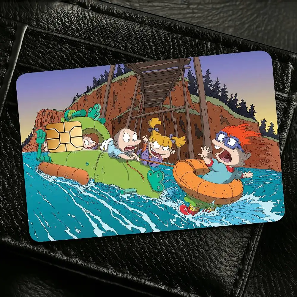 Cartoon R-RugratsS Credit Skin Cover Card Stickers 4PCS Film Bus Pass Front Decoration Bank Debit Waterproof
