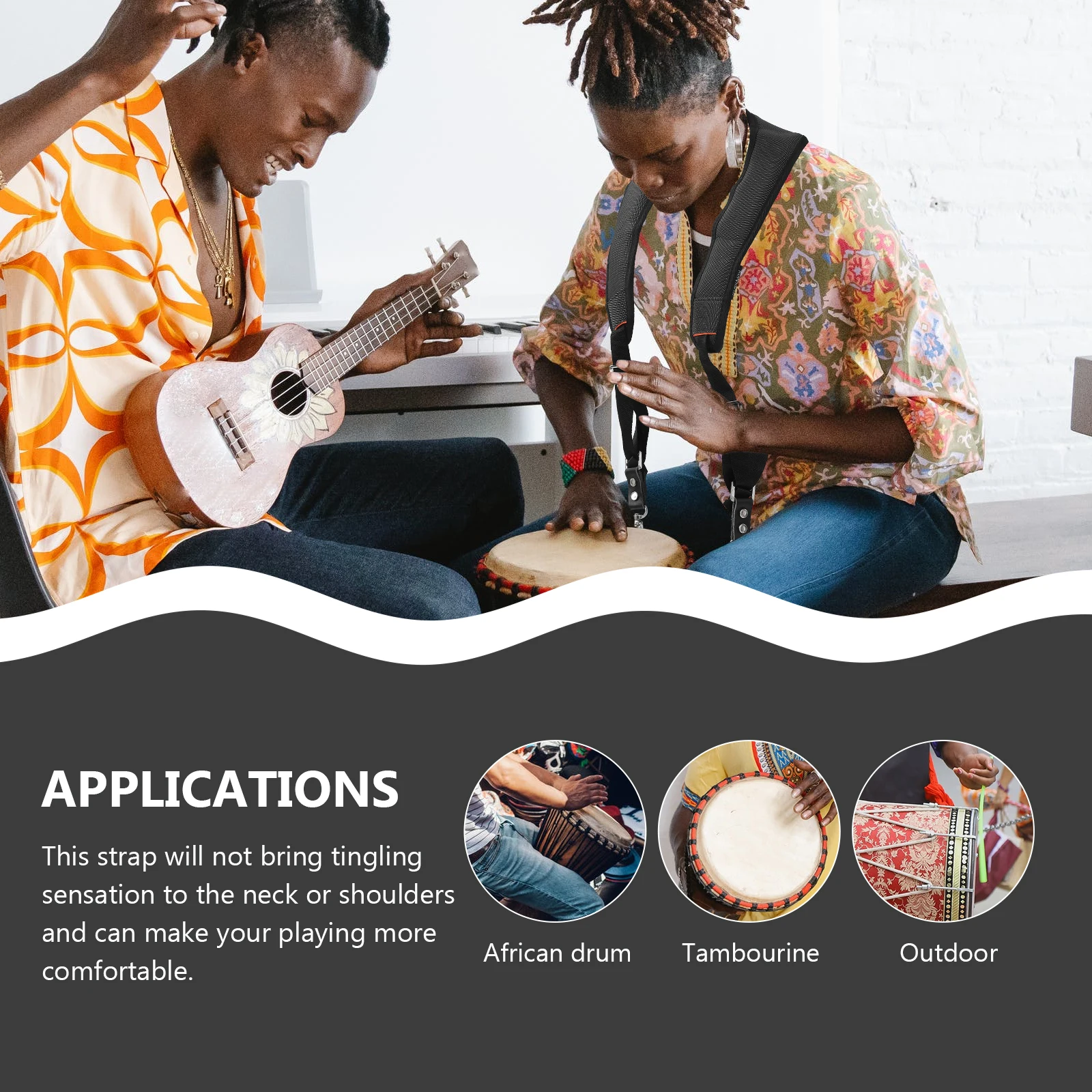 

1pc Adjustable African Drum Strap Thickened Comfortable Djembe Belt Replacement Accessory For Musical Instrument