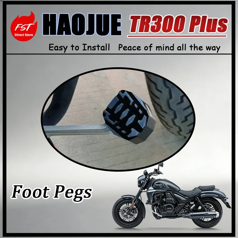 FOR HAOJUE TR300 plus CNC Aluminum Widened Front Foot Pegs Three-Dimensional Anti-Slip Footrest Assembly Enhanced Riding Comfort