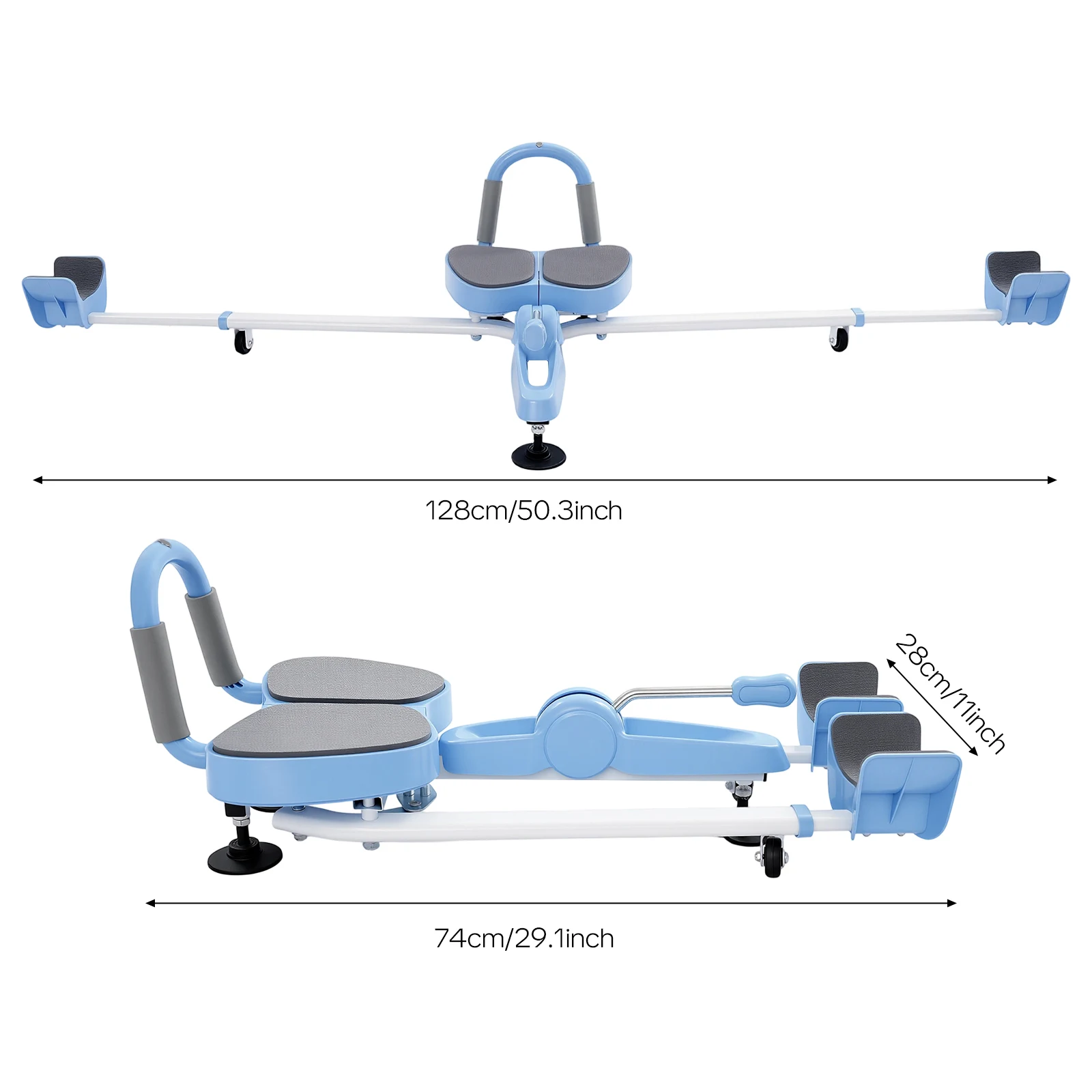 Floor Standing Leg Stretcher, Blue Plastic Sprayed Steel ABS Split Training Machine 7 Adjustable 3Cm Gear Max 180° Opening Anti-reverse Gear 330.7Lbs Load Dance Martial Arts Flexibility Training Equipment