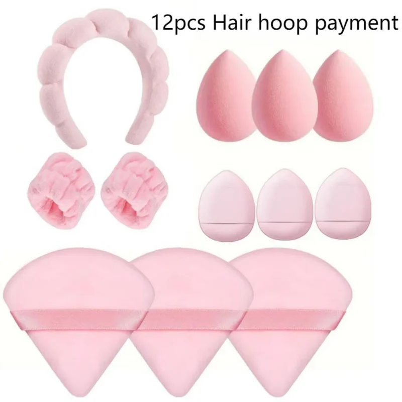 

A set,3pcs fluffy headband wristband suitable women's face wash,skincare,9pcs makeup tool-suitable beginners in