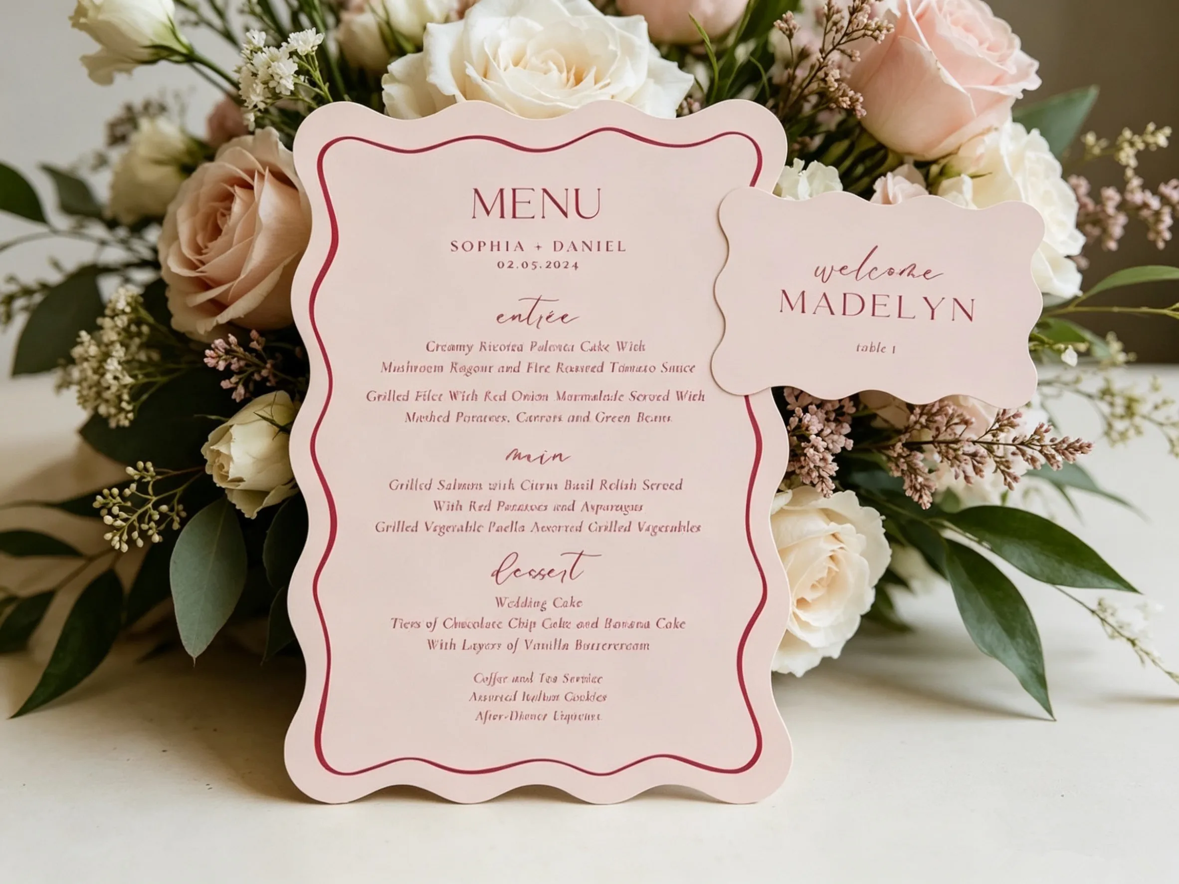 50szt Luksusowe menu żywności weselnej Personalizuj kartę papierową Laserowo wycinane różową kartę papierową na menu baru weselnego i urodzinowego