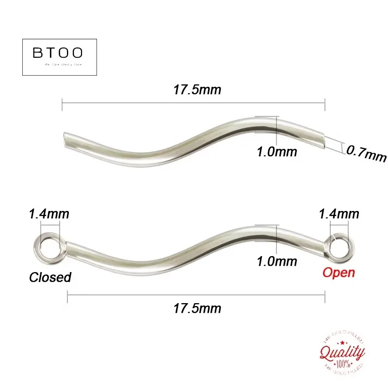 925 Sterling Silver S-Shape Curved Tubes 1.0x17.5mm with Open And Closed Ring Attached Spiral Elbow Jewelry Making Supplies