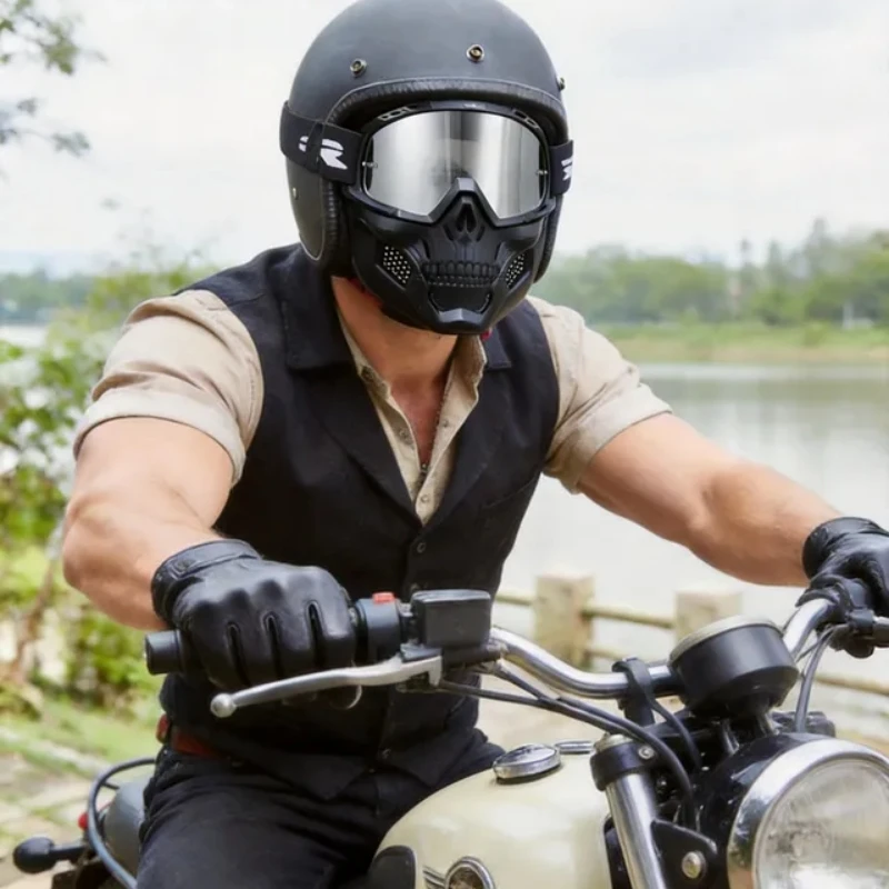 VEMAR Detachable Motorcycle Helmet Goggles Windproof Dustproof UV Protection Face Mask Cycling Riding Glasses Goggles Men