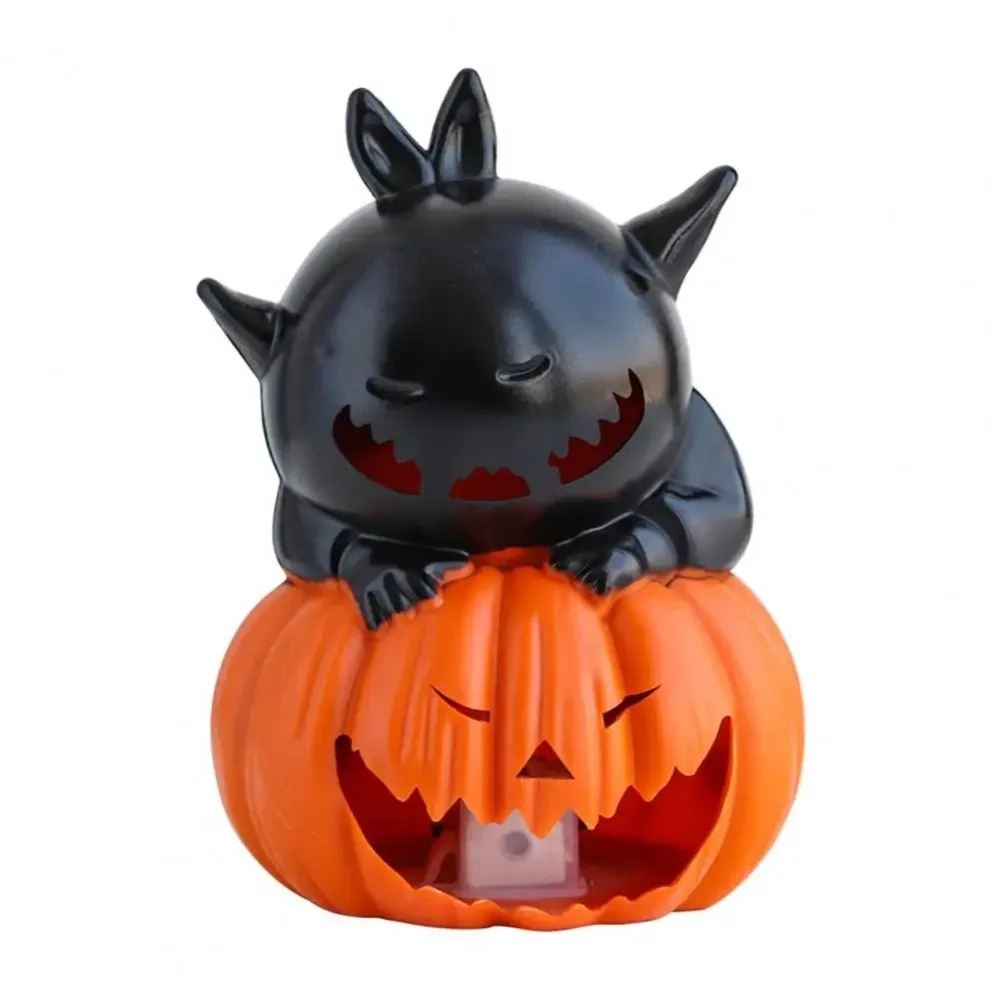 

Black Cat Halloween Cat Pumpkin Lamp Realistic Spooky Eyeball Pumpkin Candle Holder 3D LED Pumpkin Light Halloween Party Decor