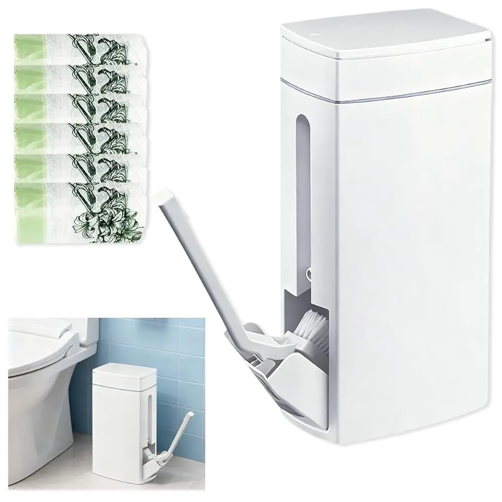 

Bathroom Trash Can with Toilet,Slim Bathroom Trash Can,Toilet Brush and Holder Set,4.5 Liter / 1.2 Gallon Press Type Odor Pro