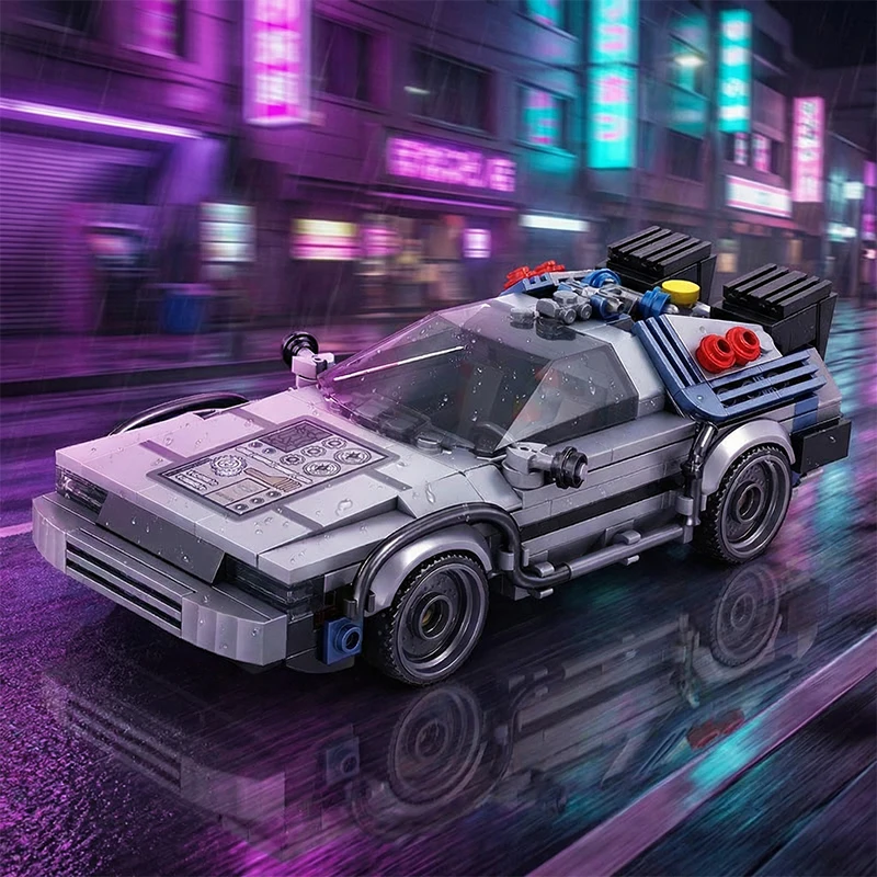 Time Machine Car MOC Building Blocks Set Sci-Fi Sports Car Bricks Toy Gift for Adults Collectible Model Cool Ornament 405PCS