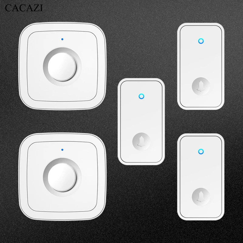 CACAZI Newest Home Wireless Doorbell 60 Songs 110DB 150M Range Waterproof Remote Smart Calling Bell with US EU UK Plug (White)