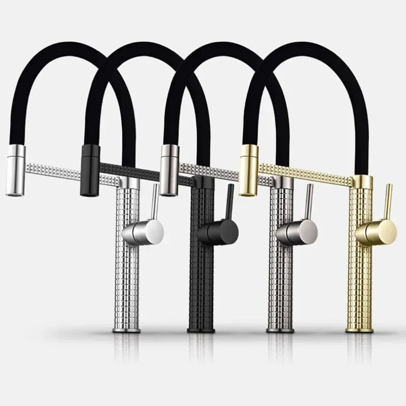 Spring pull-out kitchen faucet hot and cold for homerotate telescopic sink anti-splash faucet