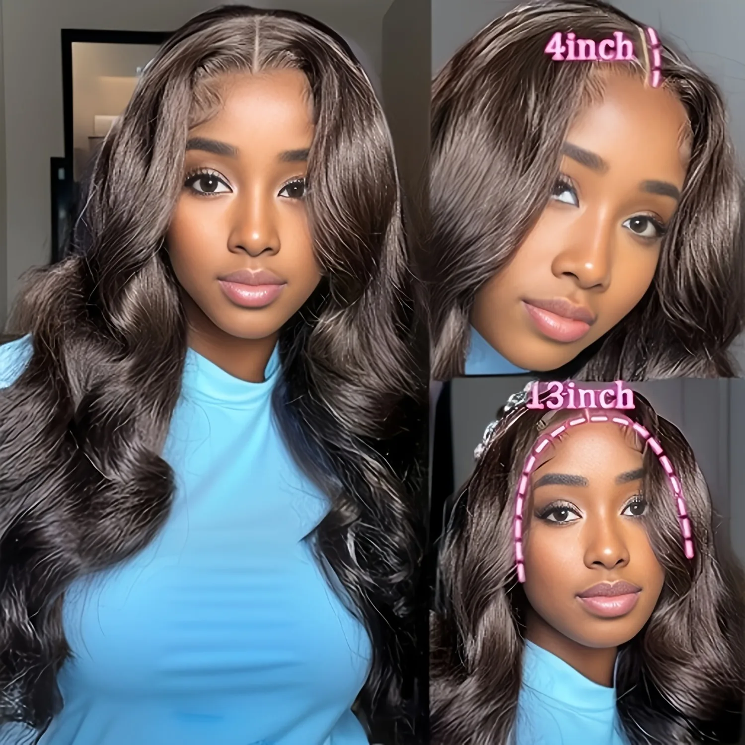 Body Wave Lace Front Human Hair Wigs 200 Density 13x4 Glueless Body Wave Human Hair Wigs For Woman 13x6 HD Lace Human Hair Wig image 6