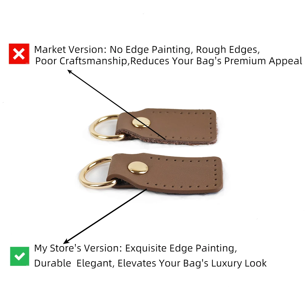 Hand Sewn Genuine Leather DIY Square Head Bag Pieces Replacement Strap Connectors Bag Buckle Accessories