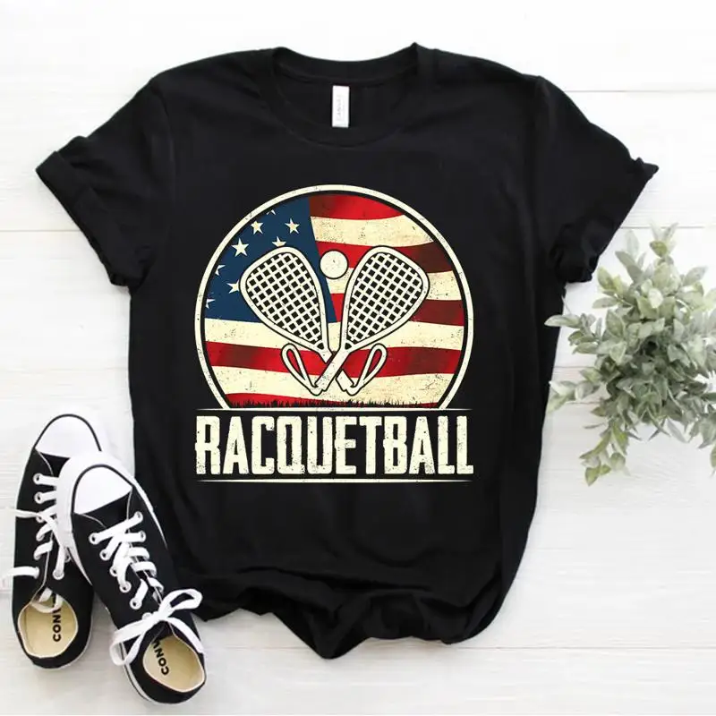 Ropa de Racquetball con bandera americana, camiseta Vintage de Racquetball, talla S 5xl