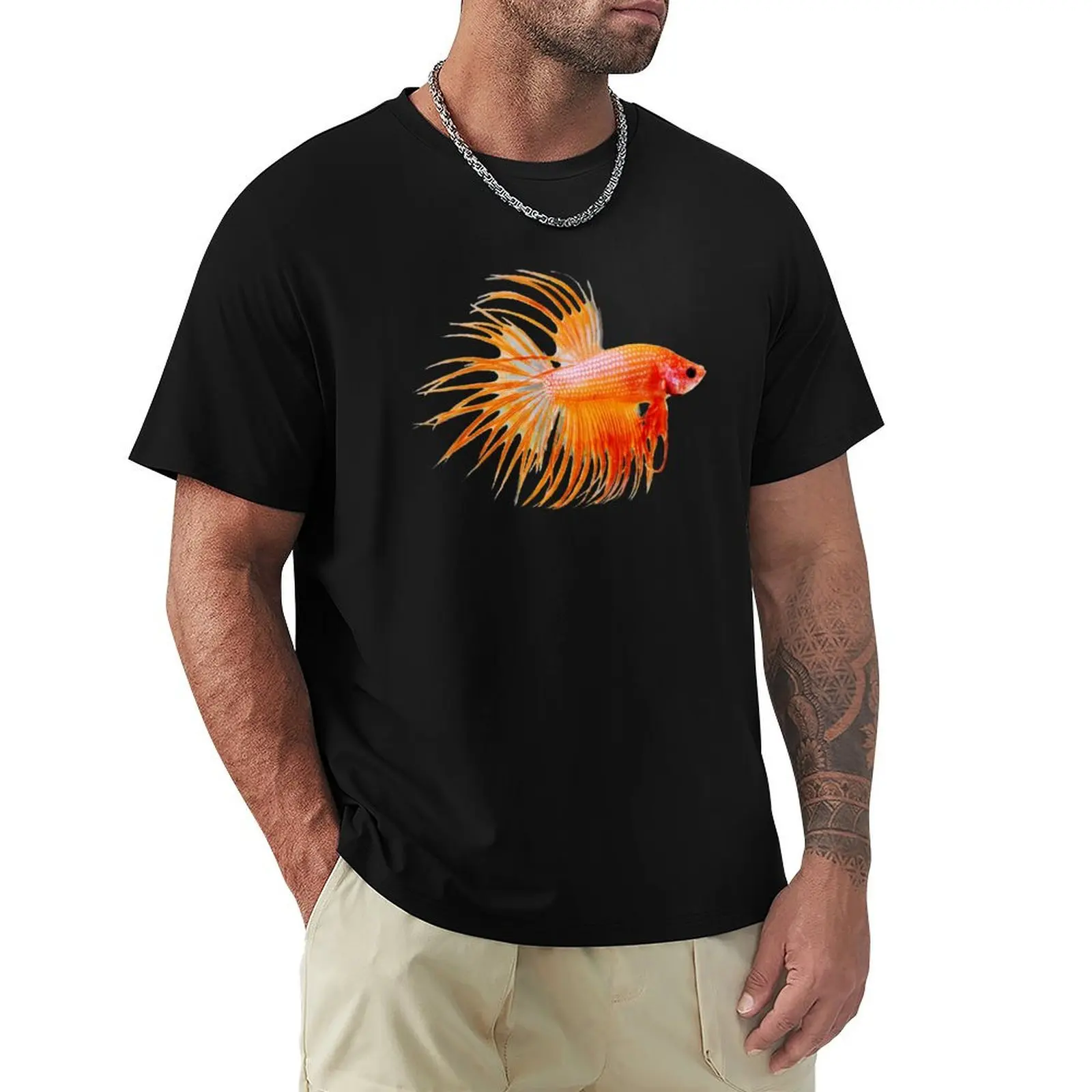 BETTA FISH, CROWN TAIL SIAMESE FIGHTING FISH T-Shirt Anti-Fade Casual Tee Shirt