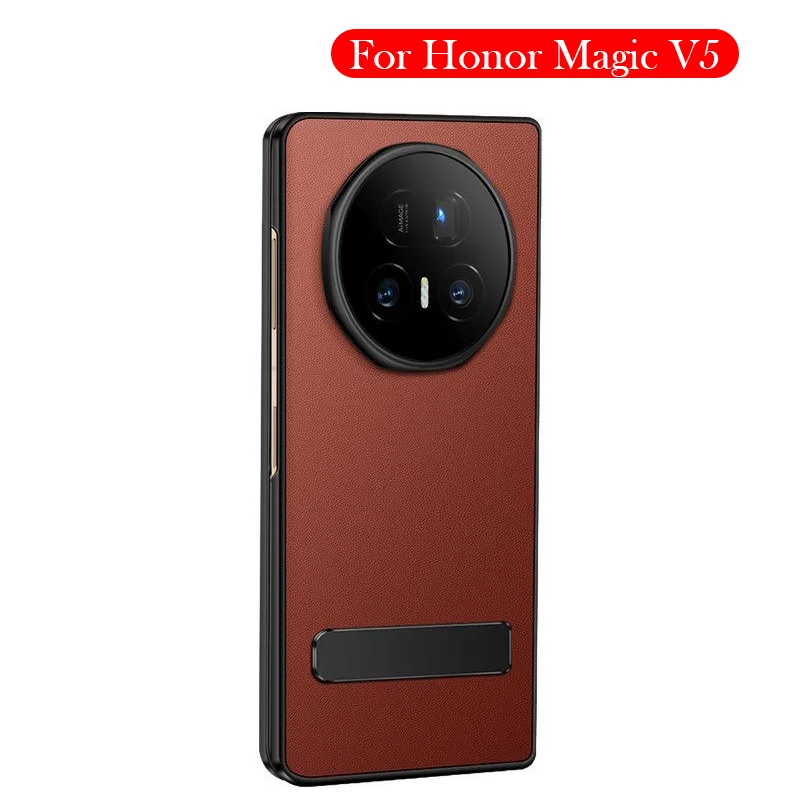 

Leather Case For Honor Magic V5 Bracket Airbag Back Cover Shell