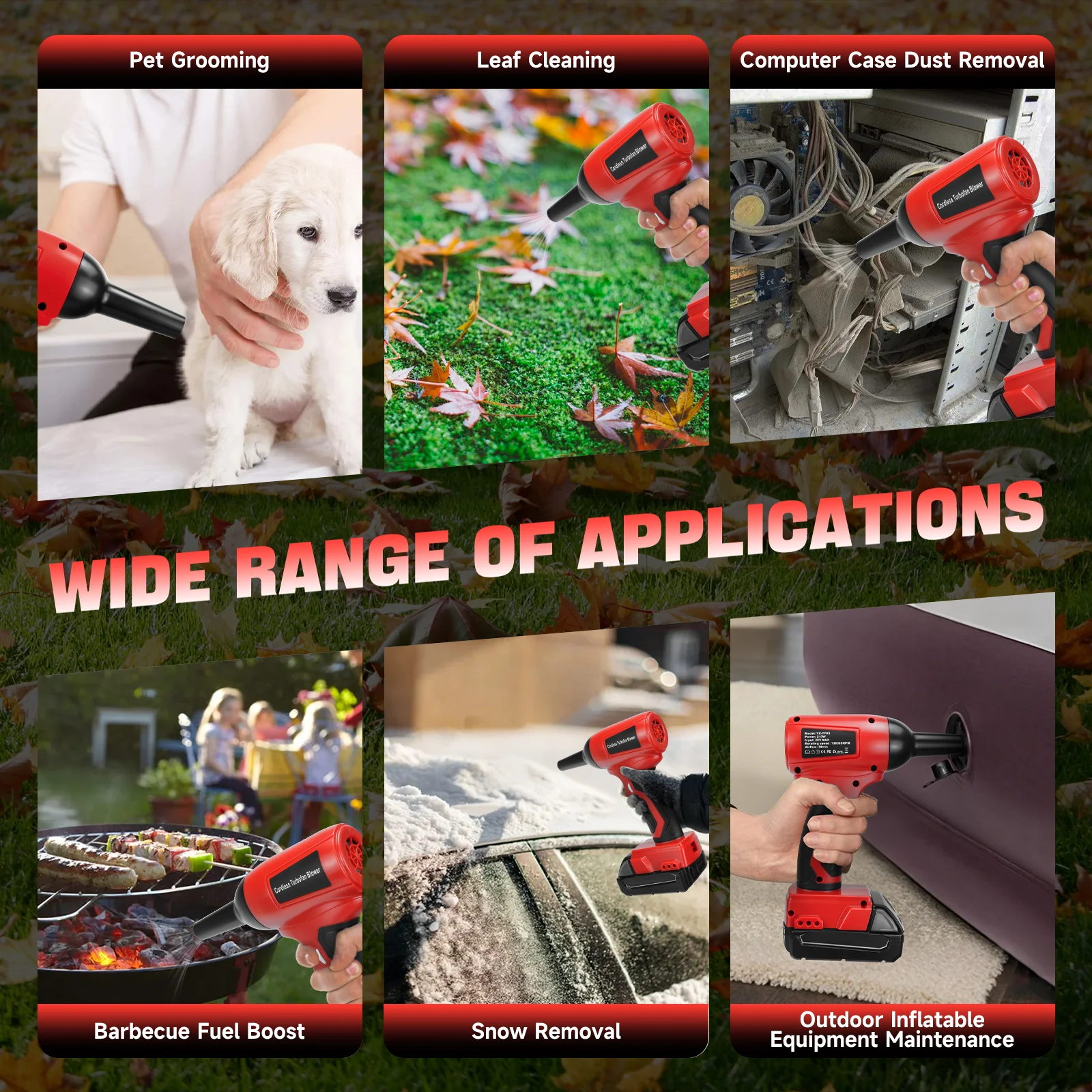 منفاخ هواء كهربائي لاسلكي بمروحة توربو نفاثة بدون فرش 130000 أداة نفخ الغبار بسرعة ستبليس RPM لبطارية ميلووكي 18 فولت #6