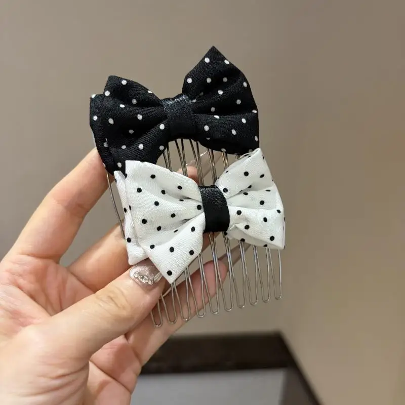Polka-Dot-Schleifen-Haarkamm mit niedlichem Design, rutschfesten Zinken, perfekt für den täglichen Gebrauch, Partys und Schule. – Detail 14