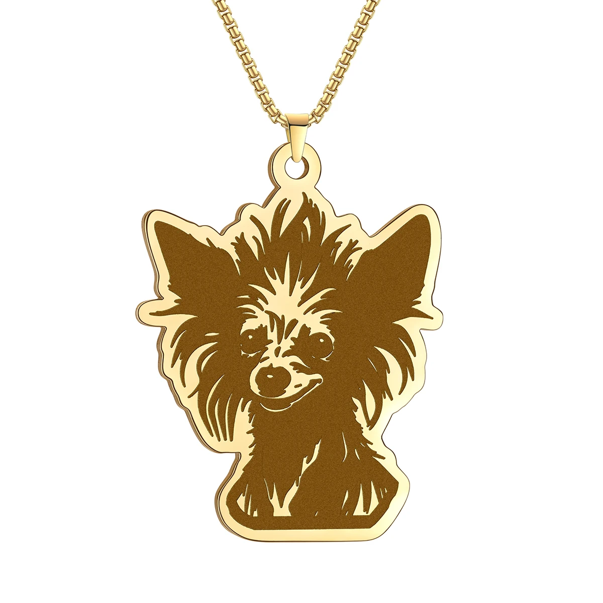 Stainless Steel Cute Chinese Crested Baby Dog Pendant Necklace Women Men Lovely Jewelry Animal Necklace