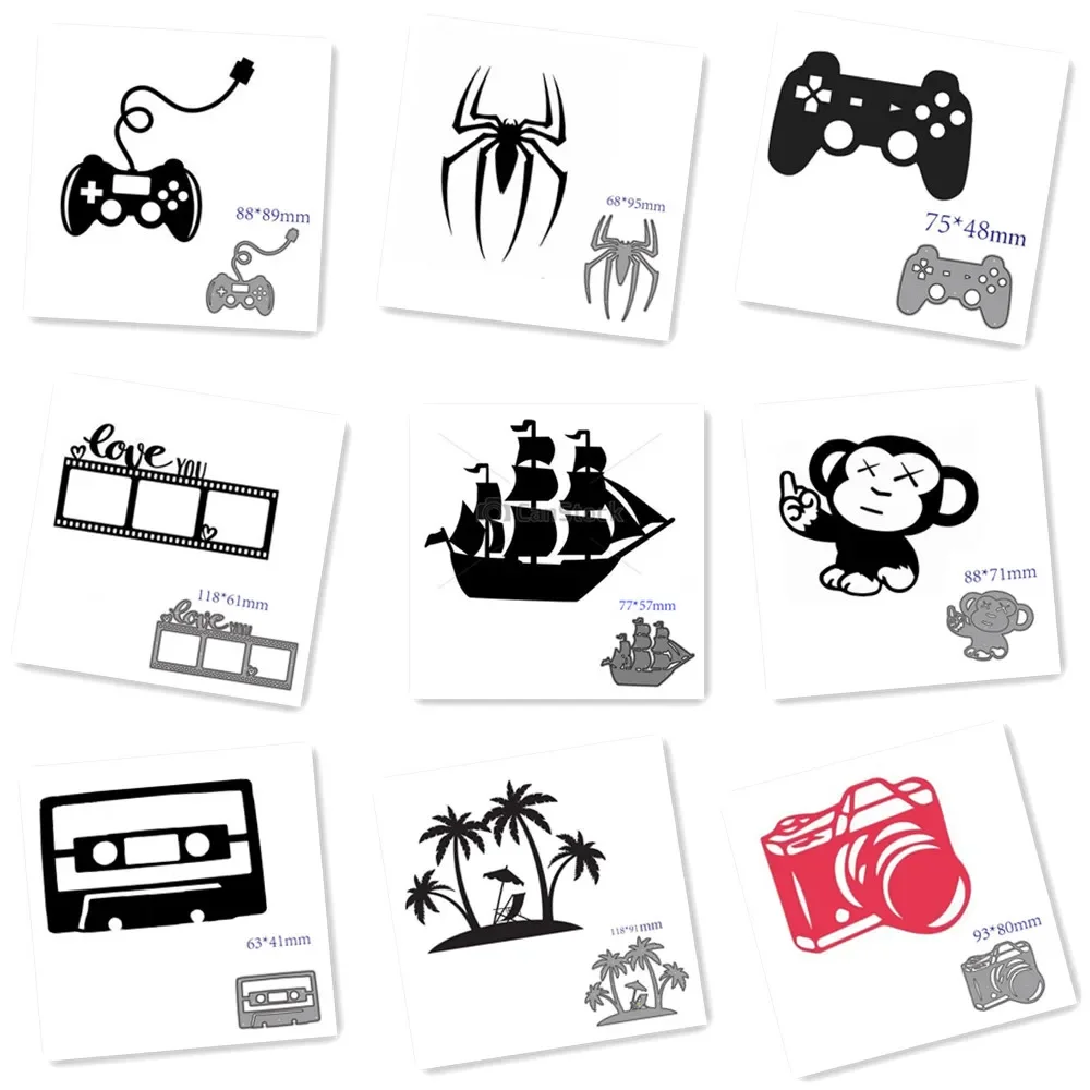 Metal cutting dies mold gamepad boat camera spider decoration Scrapbook paper craft knife mould blade punch stencils