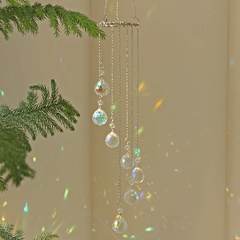 Tree of Life Colorful Crystal Sun Catcher Wind Chime Pendant Rainbow Light and Shadow Pendant Window Balcony Pendant Decoration