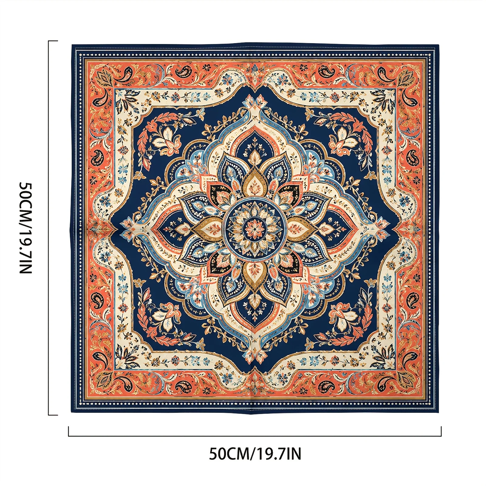 Elegant Blue and Orange Moroccan Style Decorative Tablecloth Runner for Dining Room Home Decor