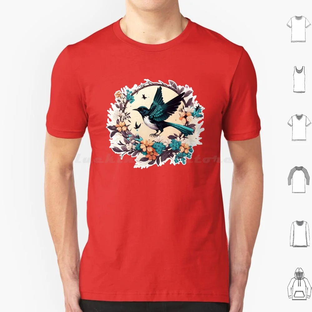 Flying Magpie T Shirt Cotton Men Women Diy Print Flying Bird Magpie Bluejay