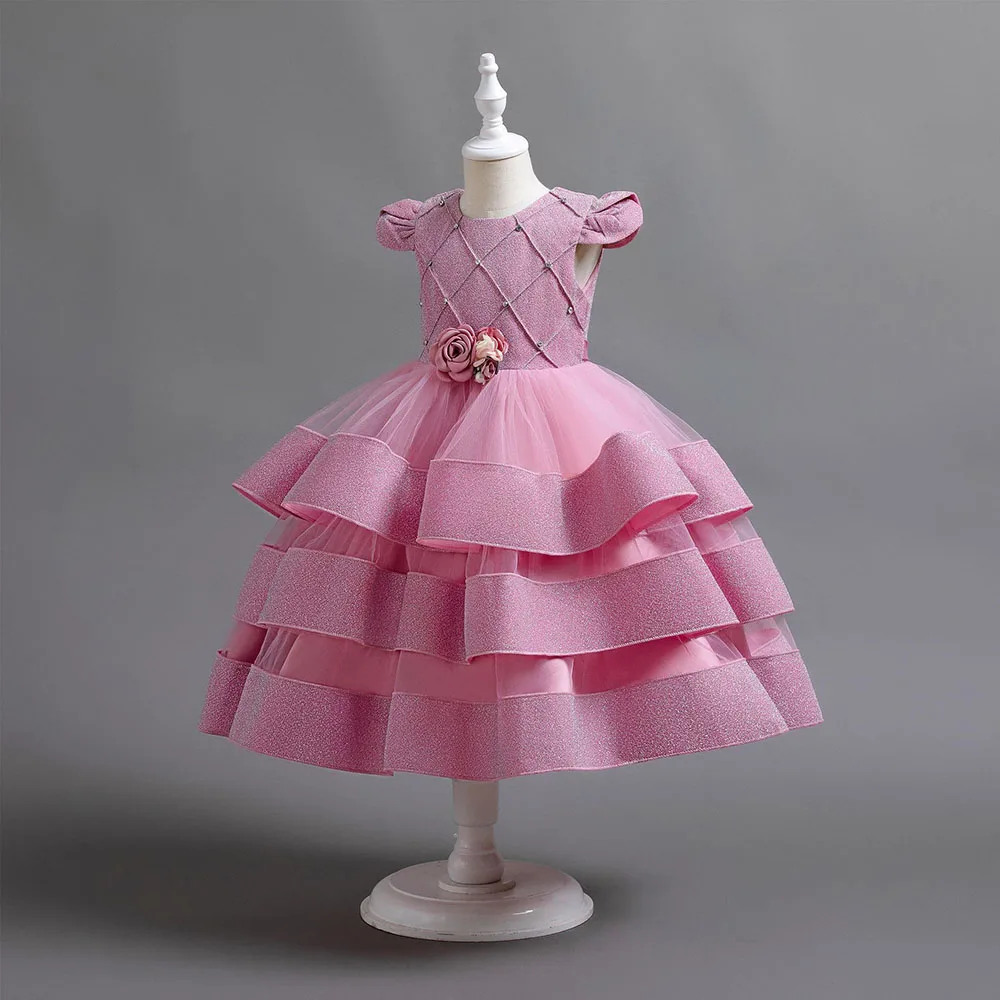 HETISO Autumn Girls Princess Party Dress Winter Christmas Children Casual Layered Tulle Birthday Wedding Gown for Ages 3-10