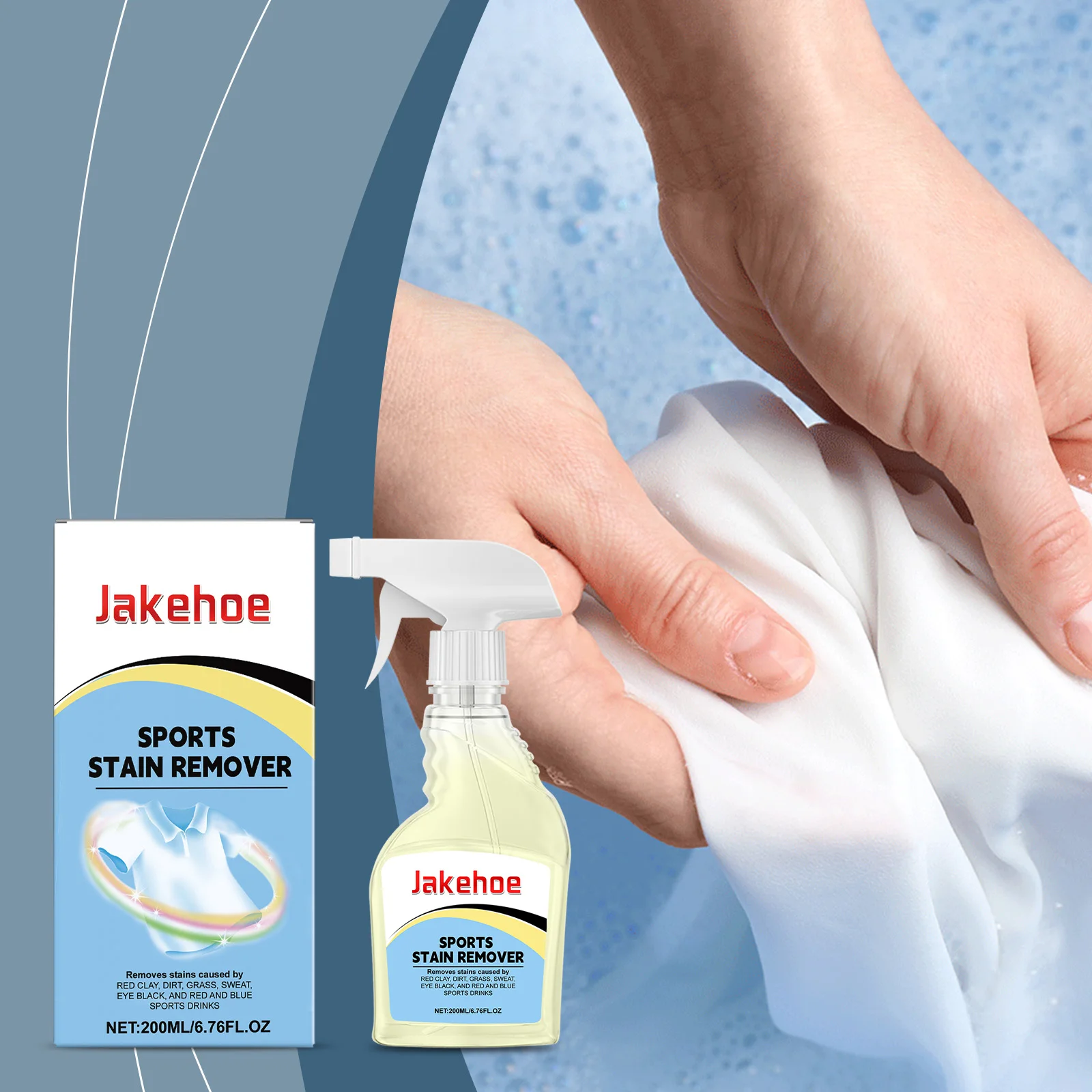 Jakehoe Sports Stain Remover – Targets Sweat & Oil Stains, Cleans Both Jerseys & Sneakers, Effortless Cleaning for Lazy Users