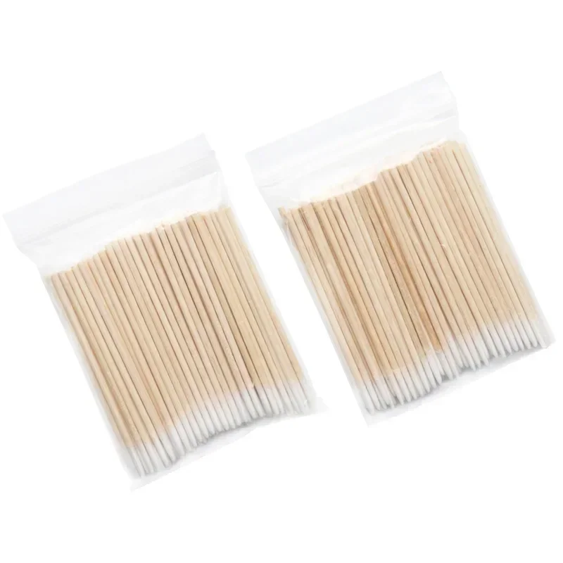 100-500 piezas de hisopos de algodón de madera para uñas, palitos con punta de algodón, corrector de detalles de manicura, removedor de esmalte, herramienta de arte 4