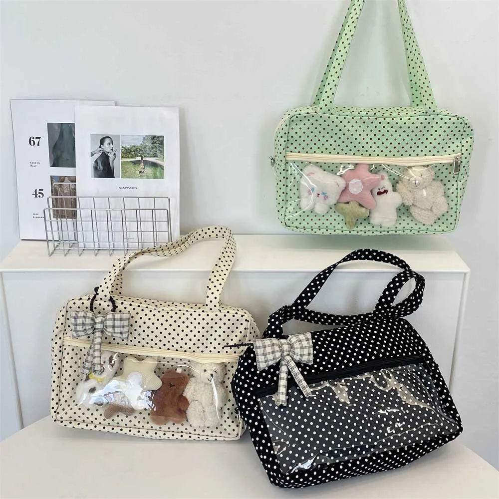 

Shoulder Underarm Y2K Ulzzang Ita Bag Woman Polka Dot Tote Bag Trendy Bolso Transparent Sac Femme Youth Canvas Bolsos De Mujer