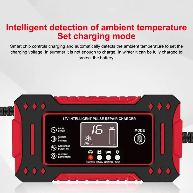 

Battery Repair LCD Display 6A 12V Intelligent Car Battery Charger Car And Motorcycle Battery Charging Unit Lead-Acid