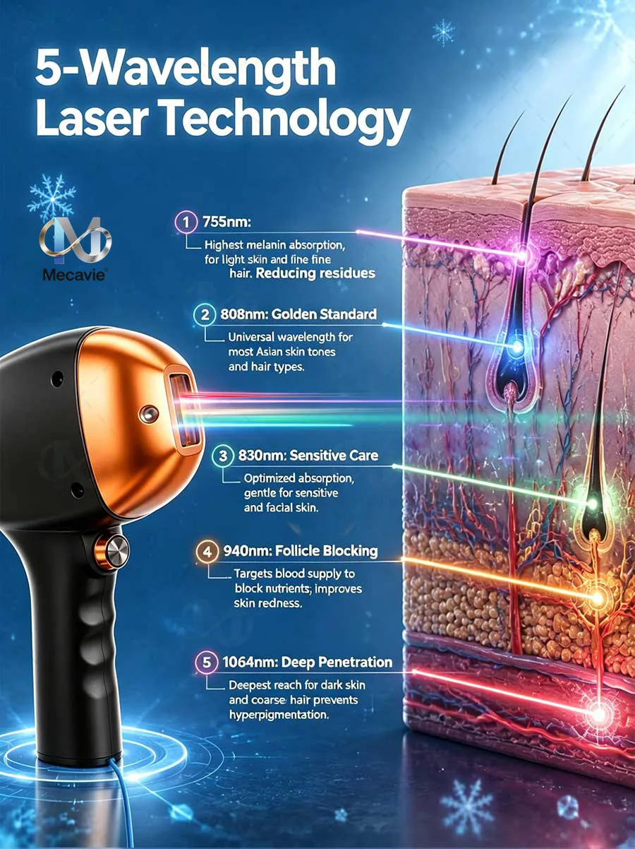 4 In 1 Soprano Titanium Ice Laser Hair Removal Device Alexandrite 808nm Diode Laser System Painless Permanent Body Hair Removal