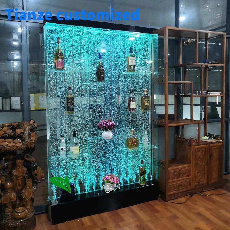 (Customized) indoor LED light water bubble wall wine cabinet home night club bar furniture decoration