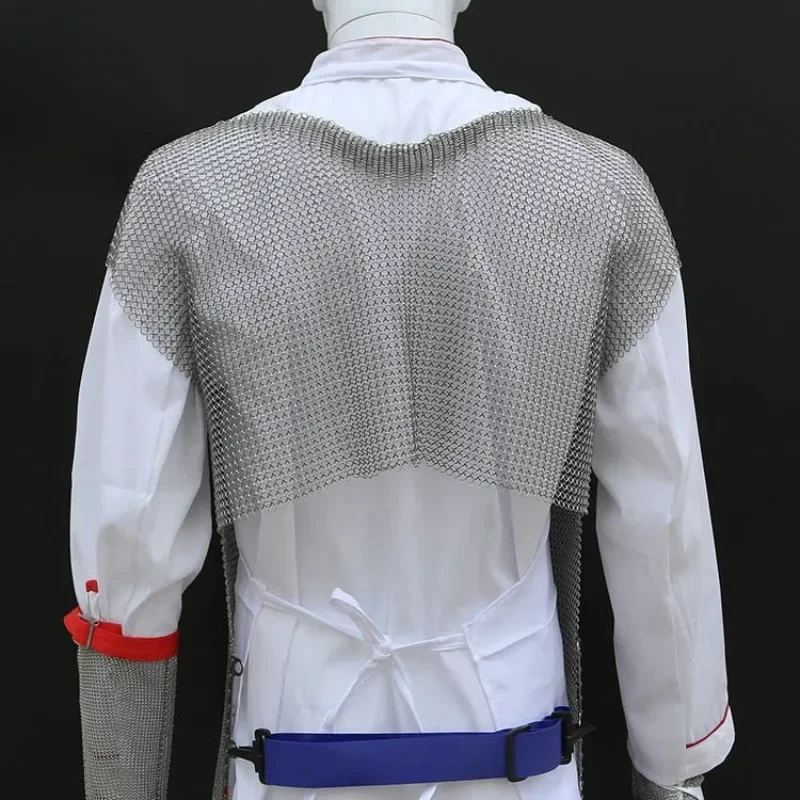 Metal stainless steel slaughter apron, anti-cut iron ring slaughter cutting apron, put chainsaw apron