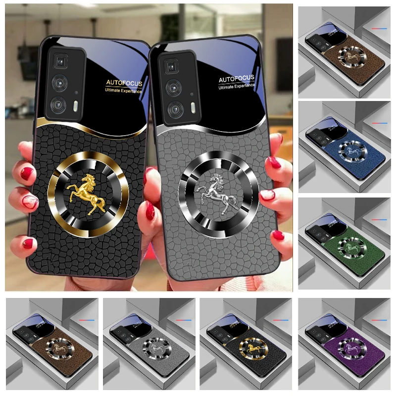 

Golden Horse in Turbine For Motorola Moto Edge 20 Lite 30 Pro 40 Neo 50 Ultra X30 Pro G14 G22 G24 G75 G84 G85 Glass Phone Case