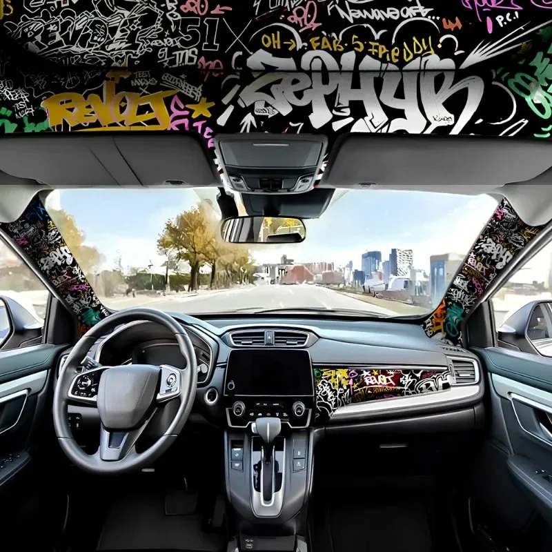 1 Roll Car Interior Self Adhesive Fabric Embroidery Style Universal A B Pillar Auto Interior Modification Car Stickers 150x50cm